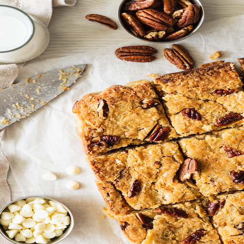 Pecan and White Chocolate Blondies