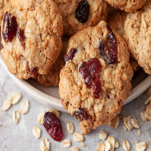 Homemade oatmeal cookies with cranberries and nuts