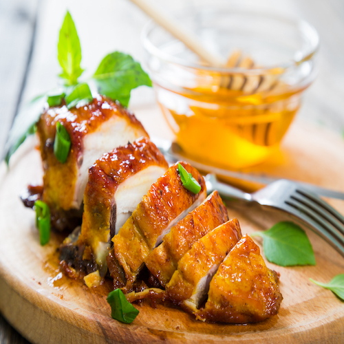 Grilled chicken breast in a honey glaze
