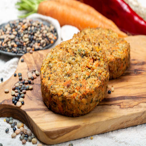 Tasty vegetarian lentils burgers, healthy food close up